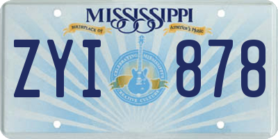 MS license plate ZYI878