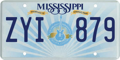 MS license plate ZYI879