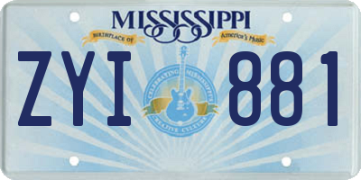 MS license plate ZYI881