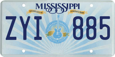 MS license plate ZYI885