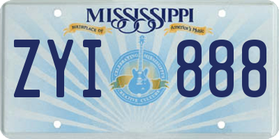 MS license plate ZYI888