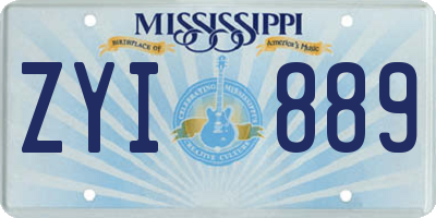 MS license plate ZYI889