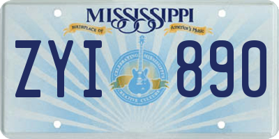 MS license plate ZYI890