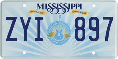 MS license plate ZYI897
