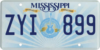 MS license plate ZYI899
