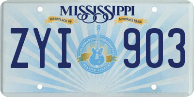 MS license plate ZYI903
