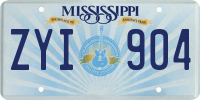 MS license plate ZYI904
