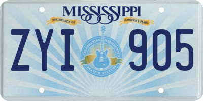 MS license plate ZYI905