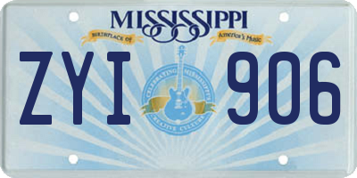 MS license plate ZYI906
