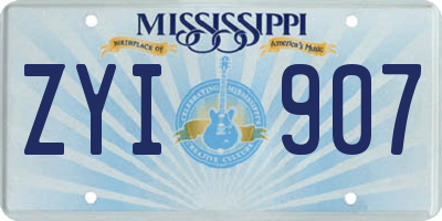 MS license plate ZYI907