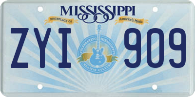 MS license plate ZYI909