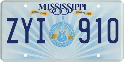 MS license plate ZYI910