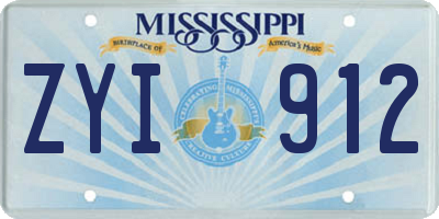 MS license plate ZYI912