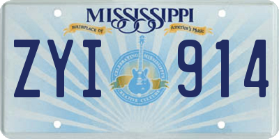 MS license plate ZYI914