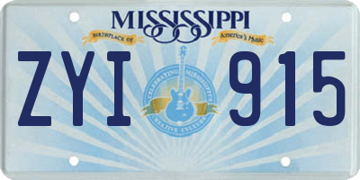 MS license plate ZYI915