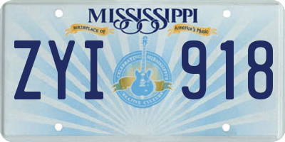 MS license plate ZYI918