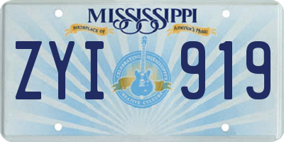 MS license plate ZYI919