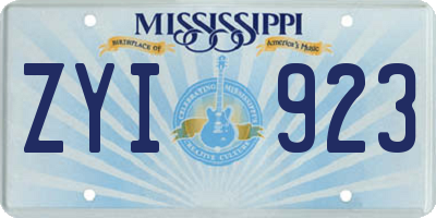 MS license plate ZYI923