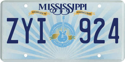 MS license plate ZYI924