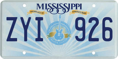 MS license plate ZYI926