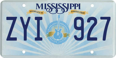 MS license plate ZYI927