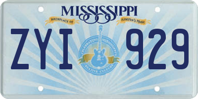 MS license plate ZYI929