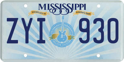 MS license plate ZYI930