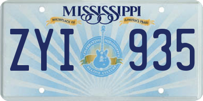 MS license plate ZYI935