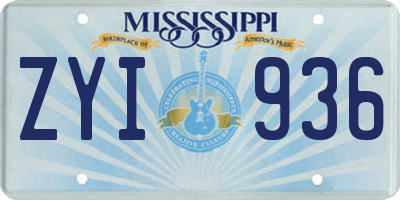 MS license plate ZYI936