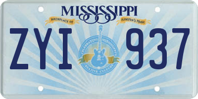MS license plate ZYI937