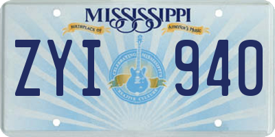 MS license plate ZYI940