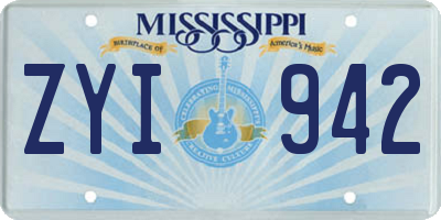 MS license plate ZYI942