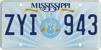 MS license plate ZYI943