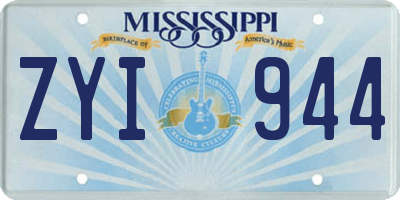 MS license plate ZYI944