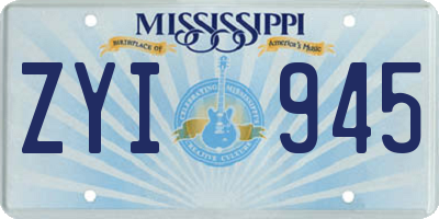 MS license plate ZYI945