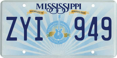 MS license plate ZYI949