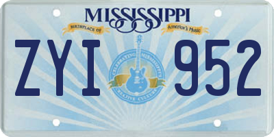 MS license plate ZYI952