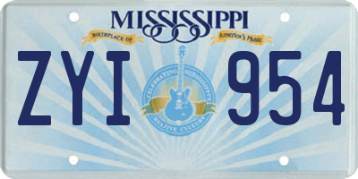 MS license plate ZYI954