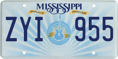 MS license plate ZYI955