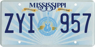 MS license plate ZYI957