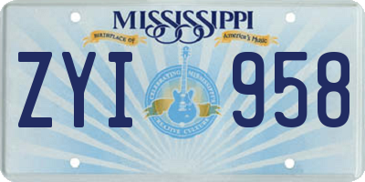 MS license plate ZYI958