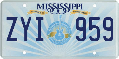 MS license plate ZYI959