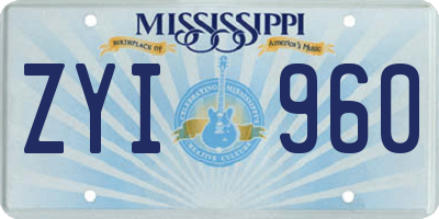 MS license plate ZYI960
