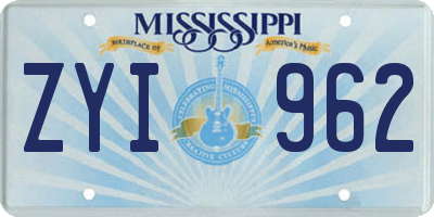 MS license plate ZYI962