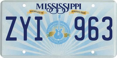 MS license plate ZYI963