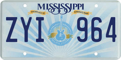 MS license plate ZYI964