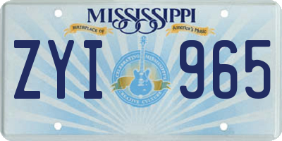 MS license plate ZYI965