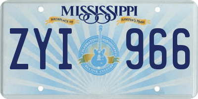 MS license plate ZYI966