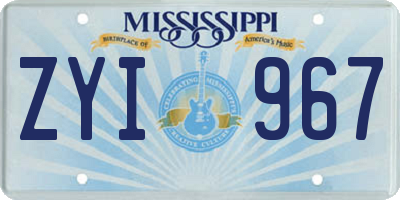 MS license plate ZYI967