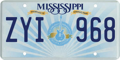 MS license plate ZYI968